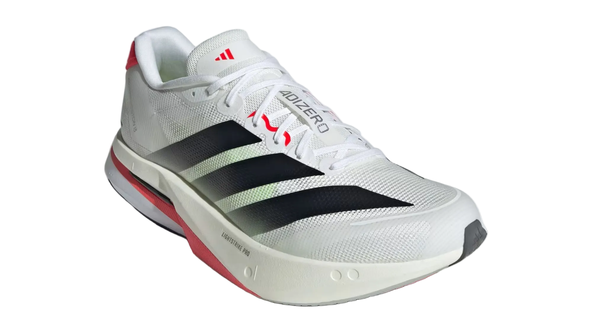 Adizero Boston 13 White Black Lucid Red