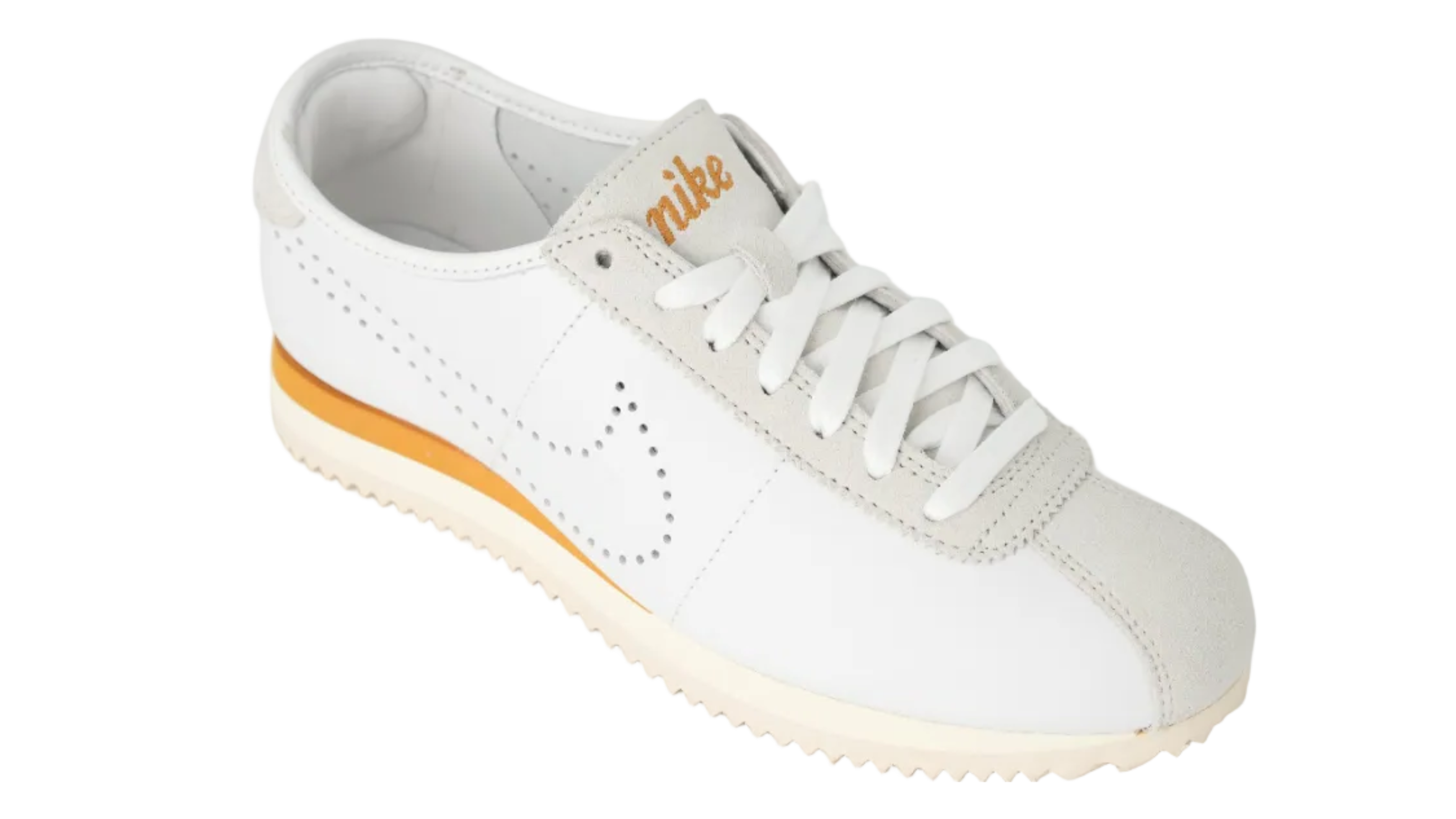 Cortez White Bronze Perforated Swoosh Women
