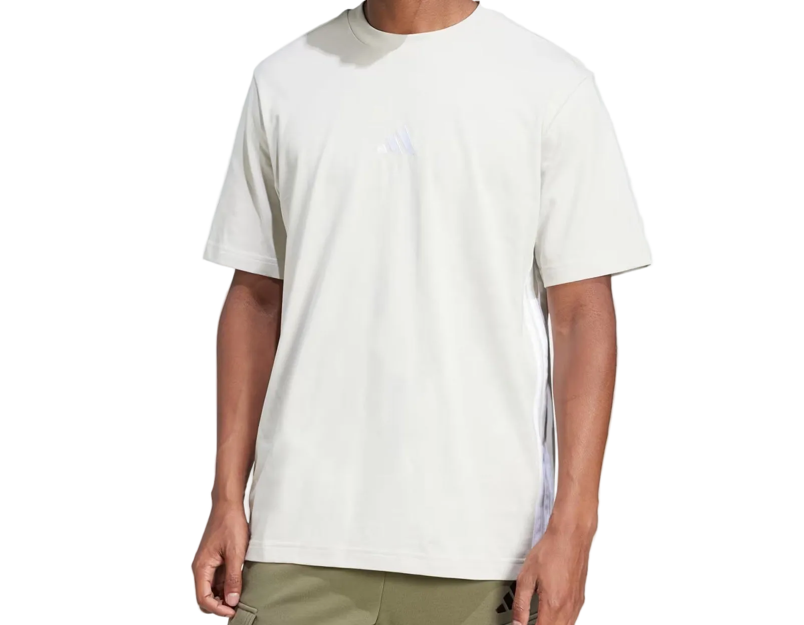 Essential 3 Stripes Tee Shirt Beige Wht